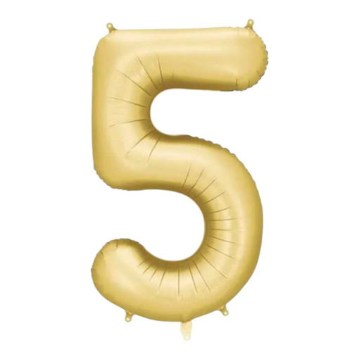 Picture of FOIL BALLOON NUMBER 5 SATIN GOLD 34 INCH